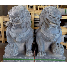 CONJUNTO DE 2 FOO DOGS 75cm (Calcário Azul) CONJUNTO DE 2 FOO DOGS 75cm (Calcário Azul)